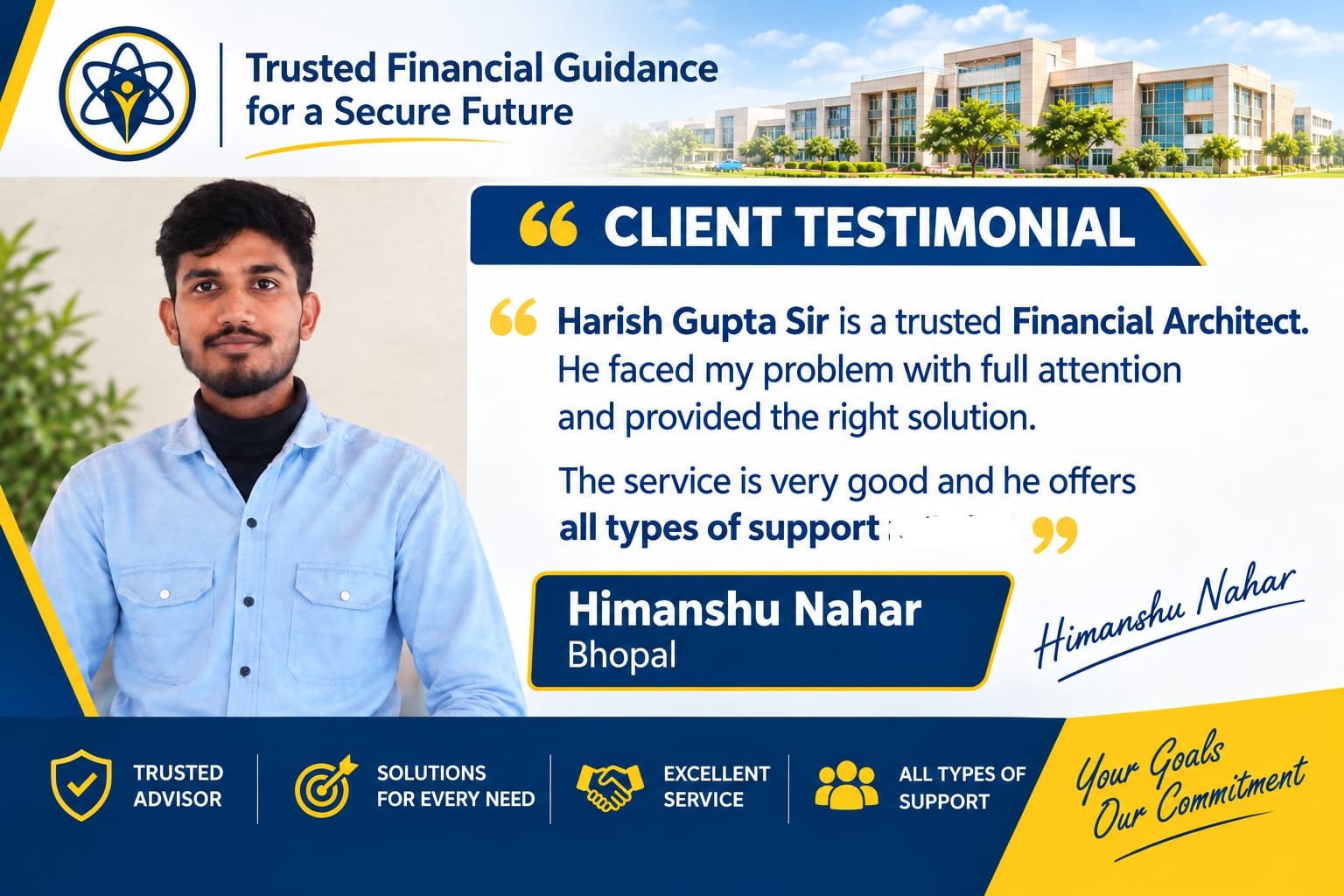 Client testimonial from Himanshu Nahar, Bhopal